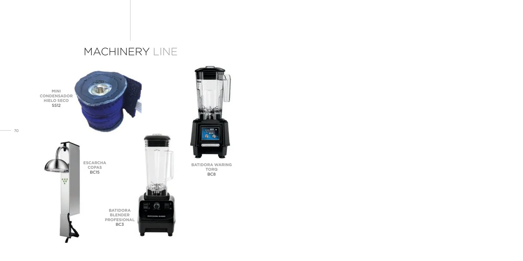 Machinery Line: escarchador de copas BC15, batidora Waring Torq BC8 y blender profesional BC3
