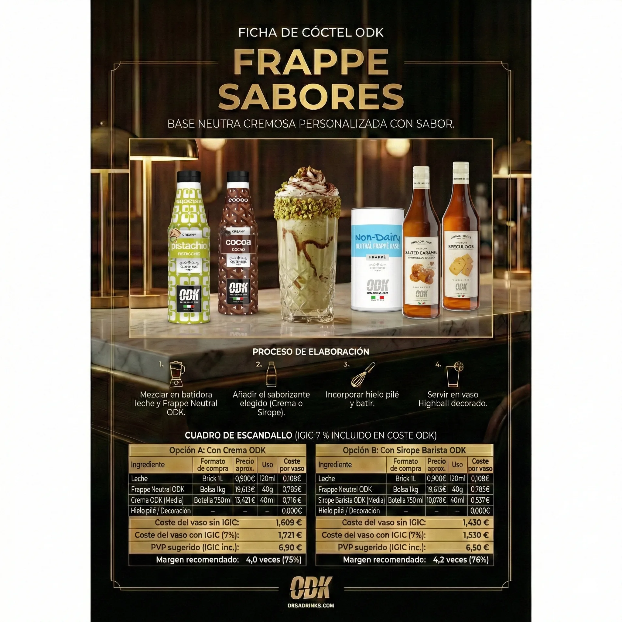 Frappés ODK sabores — carta de frappés Canarias