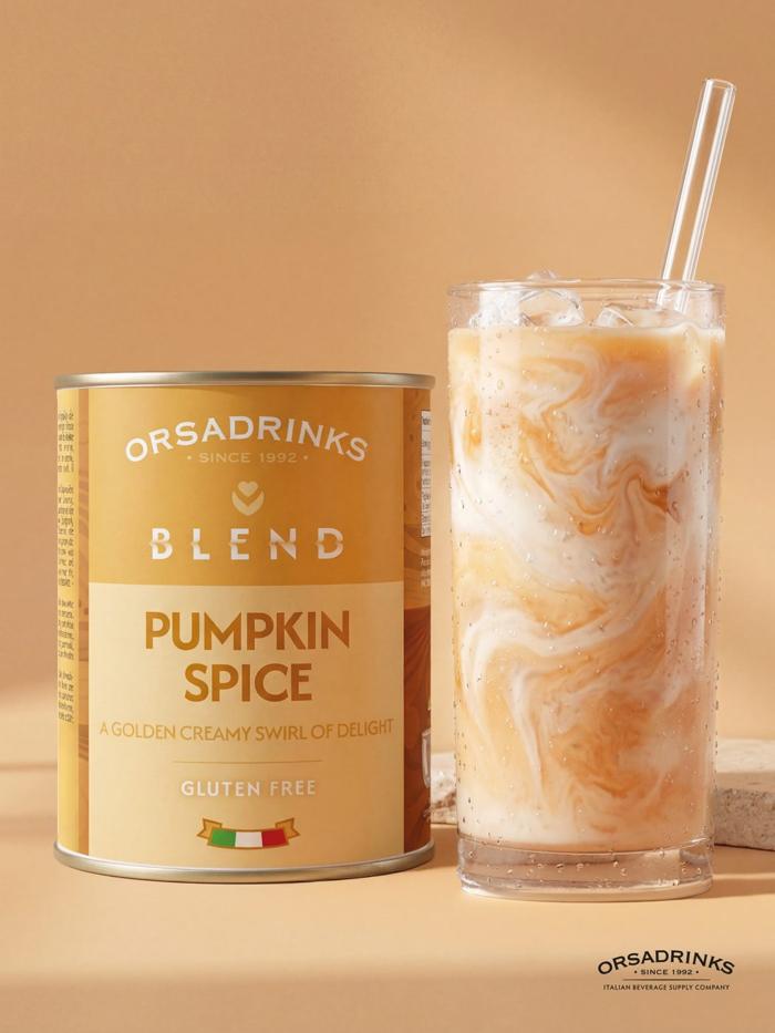 Iced latte de Blend Pumpkin Spice ODK con cold foam y canela