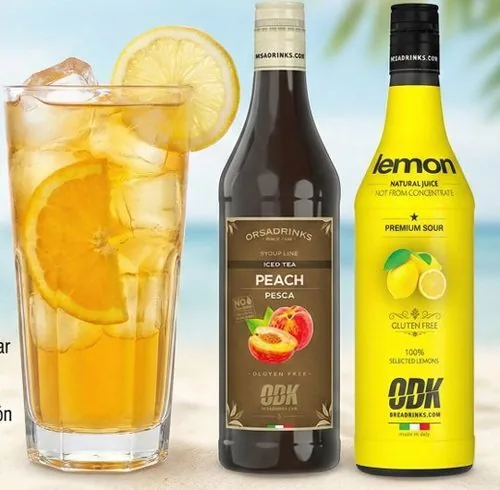 Iced tea melocotón, receta profesional con producto ODK