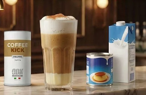 Leche y leche frappé show, receta profesional con producto ODK