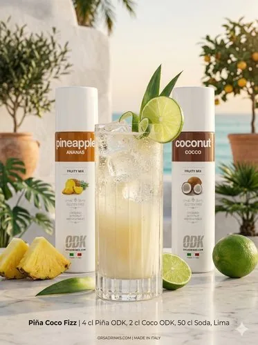 Piña coco fizz, receta profesional con producto ODK